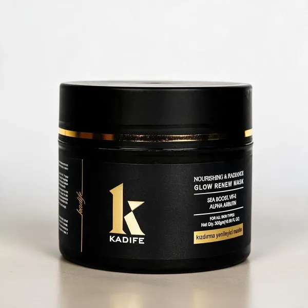 Kadife_Glow_Renew_Face_Mask_With_Sea_Boost_Vitamin_E_Alpha_Arbutin_Nourishing_Radiance_Care_For_All_Skin_Types_Weekly_Skincare_Treatment_300_G_Black_Gold_Jar