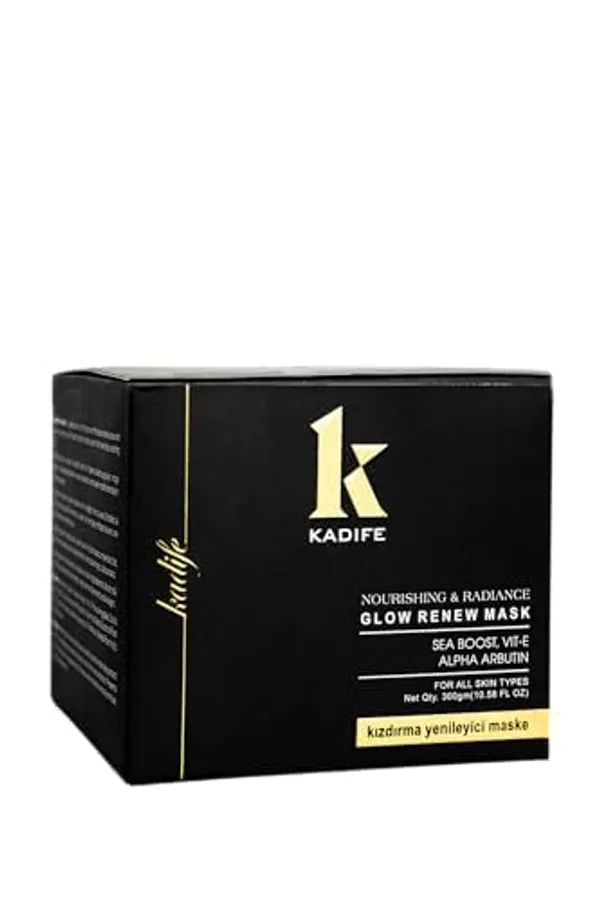 Kadife_Glow_Renew_Face_Mask_With_Sea_Boost_Vitamin_E_Alpha_Arbutin_Nourishing_Radiance_Care_For_All_Skin_Types_Weekly_Skincare_Treatment_300_G_Black_Gold_Jar