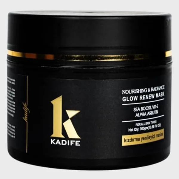 Kadife_Glow_Renew_Face_Mask_With_Sea_Boost_Vitamin_E_Alpha_Arbutin_Nourishing_Radiance_Care_For_All_Skin_Types_Weekly_Skincare_Treatment_300_G_Black_Gold_Jar
