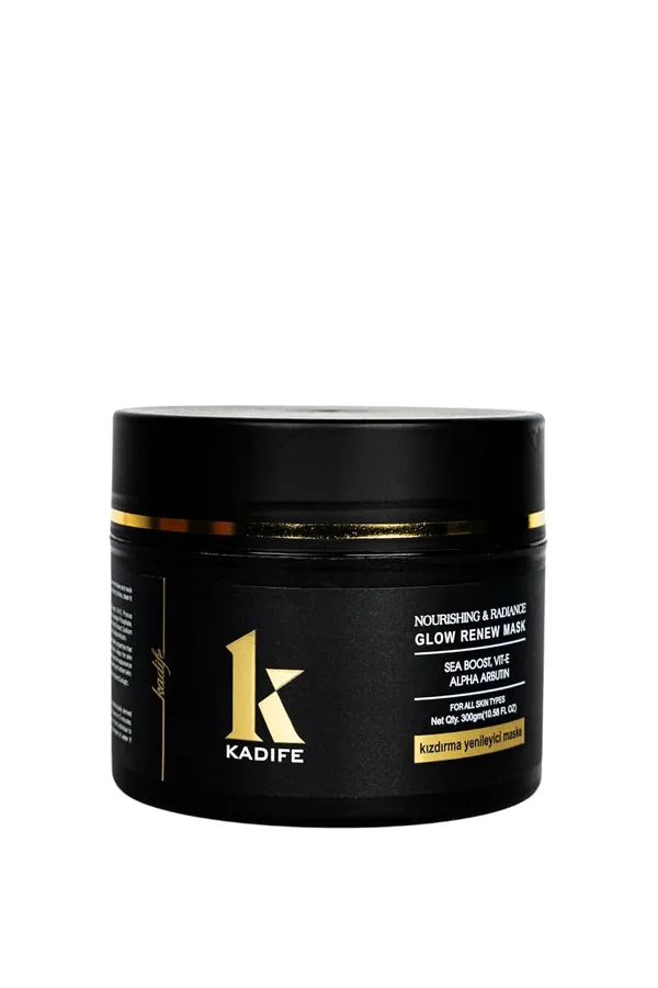 Kadife_Glow_Renew_Face_Mask_With_Sea_Boost_Vitamin_E_Alpha_Arbutin_Nourishing_Radiance_Care_For_All_Skin_Types_Weekly_Skincare_Treatment_300_G_Black_Gold_Jar