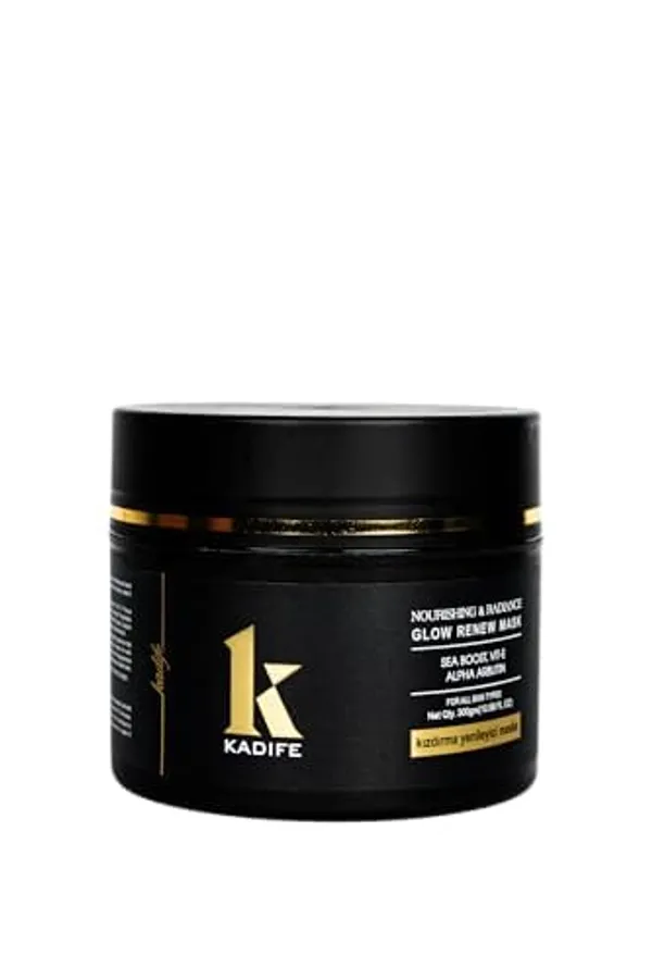 Kadife_Glow_Renew_Face_Mask_With_Sea_Boost_Vitamin_E_Alpha_Arbutin_Nourishing_Radiance_Care_For_All_Skin_Types_Weekly_Skincare_Treatment_300_G_Black_Gold_Jar