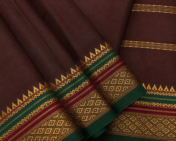 Brown_Pure_Cotton_Temple_Border_Maheshwari_Woven_Saree_For_Women
