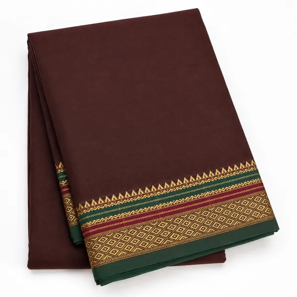 Brown_Pure_Cotton_Temple_Border_Maheshwari_Woven_Saree_For_Women