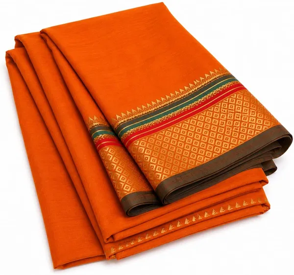 Orange_Pure_Cotton_Temple_Border_Maheshwari_Zari_Saree_For_Women