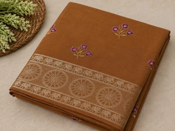 Raamiva_Embroidered,_Woven_Daily_Wear_Pure_Cotton_Saree_(Brown)