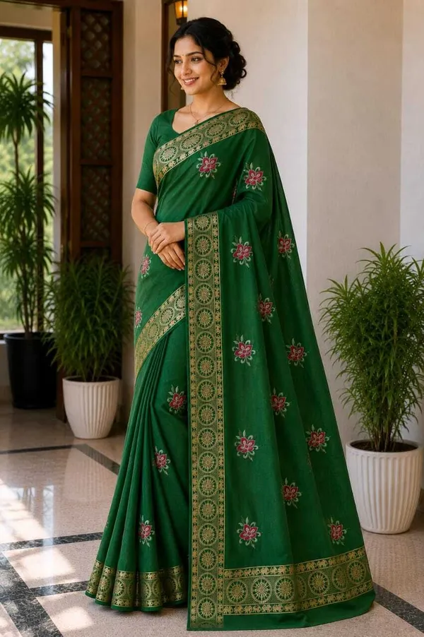 Raamiva_Embroidered,_Woven_Daily_Wear_Pure_Cotton_Saree_(Green)