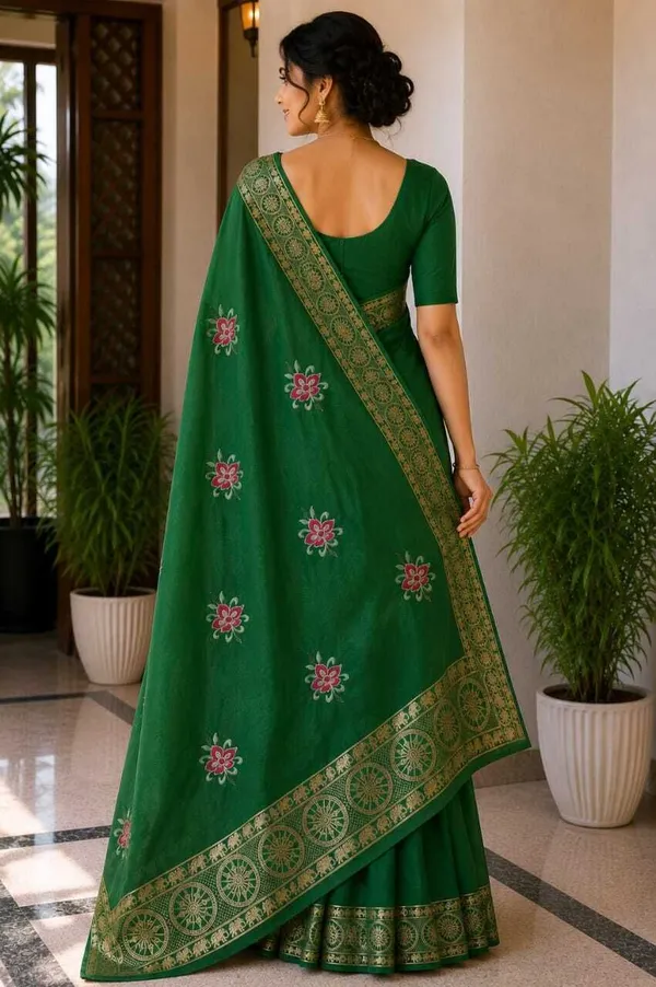 Raamiva_Embroidered,_Woven_Daily_Wear_Pure_Cotton_Saree_(Green)