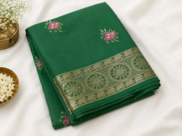 Raamiva_Embroidered,_Woven_Daily_Wear_Pure_Cotton_Saree_(Green)