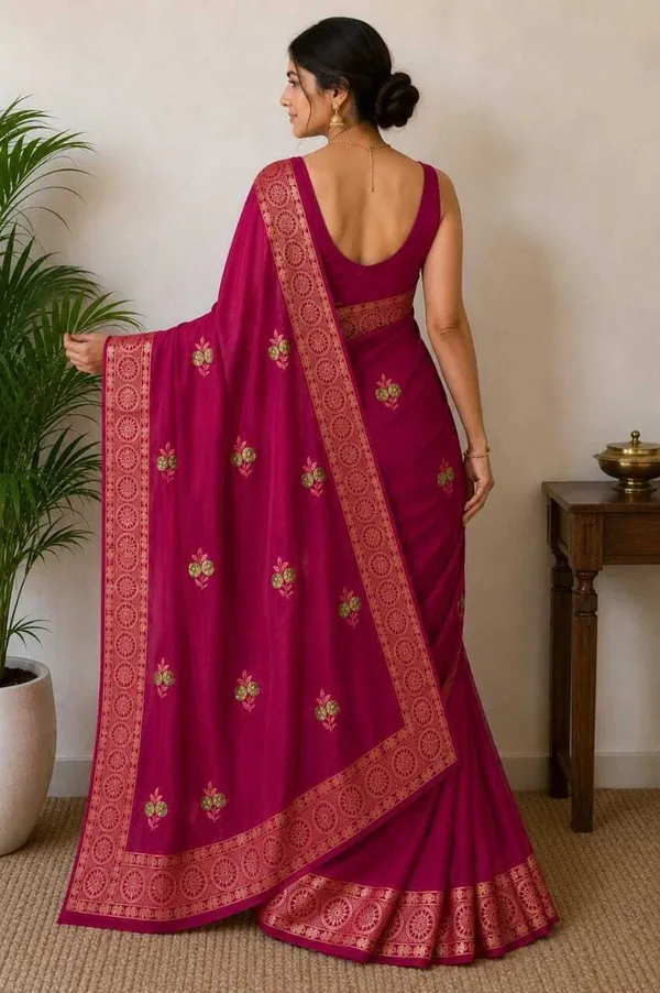 Maroon_Pure_Cotton_Floral_Embroidered_Zari_Border_Saree_For_Women