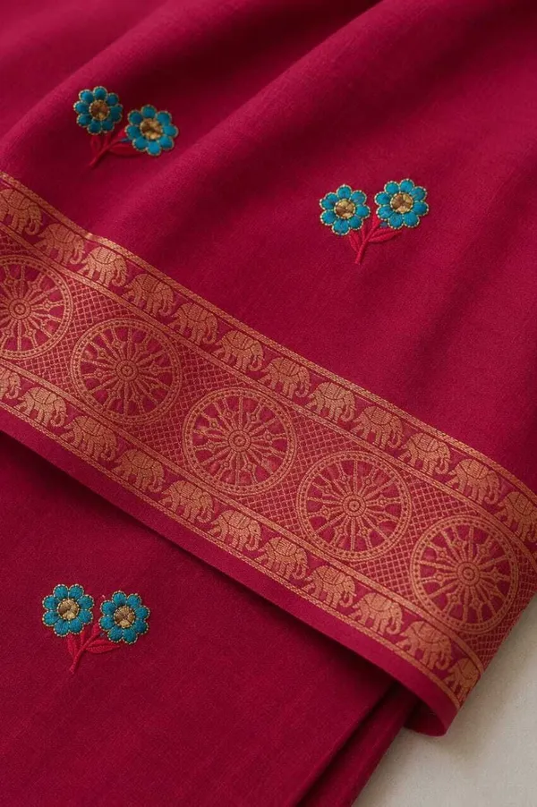 Raamiva_Embroidered,_Woven_Daily_Wear_Pure_Cotton_Saree_(Red)