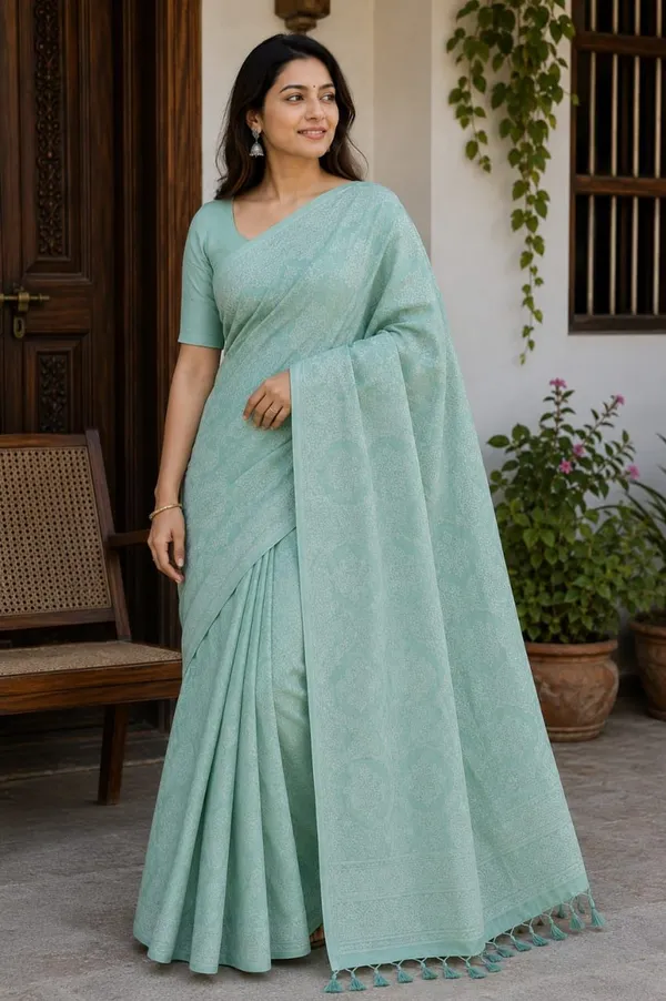Raamiva_Woven_Daily_Wear_Pure_Cotton_Saree_(Green)