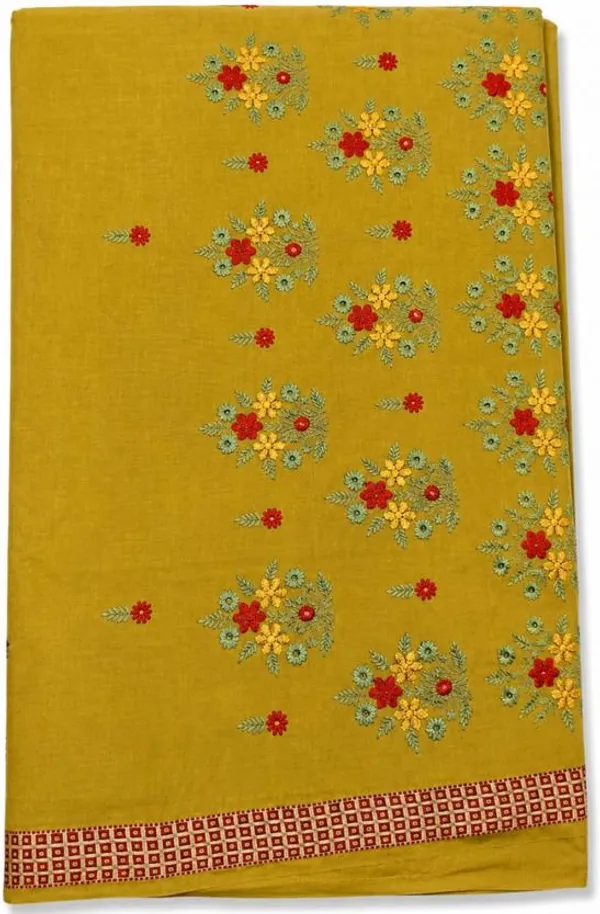 Mustard_Pure_Cotton_Floral_Embroidered_Saree_For_Women