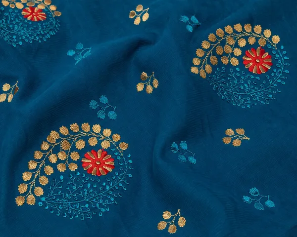 Blue_Pure_Cotton_Thread_Embroidery_Woven_Border_Saree_For_Women