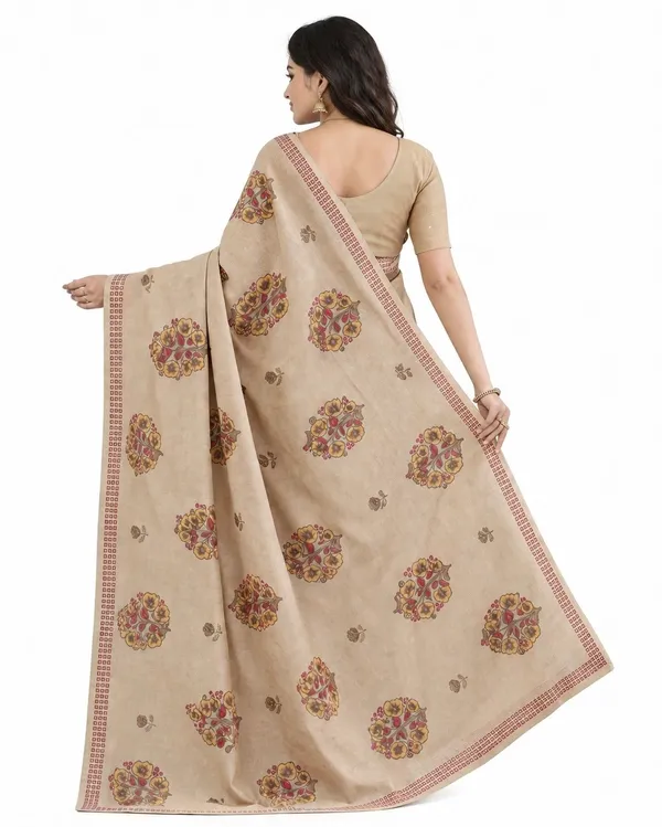 Beige_Pure_Cotton_Printed_Saree_For_Women