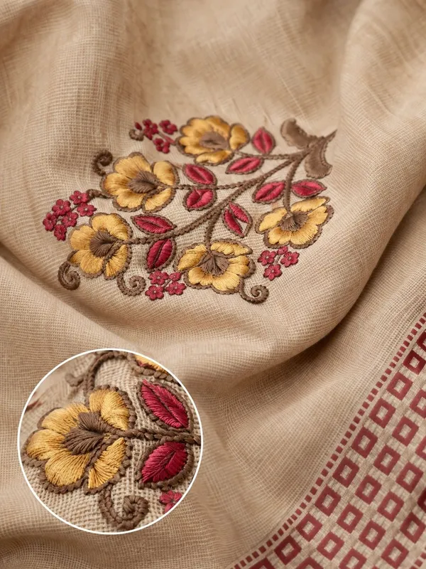 Beige_Pure_Cotton_Printed_Saree_For_Women