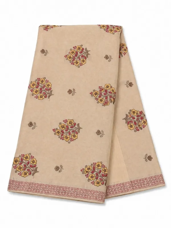 Beige_Pure_Cotton_Printed_Saree_For_Women