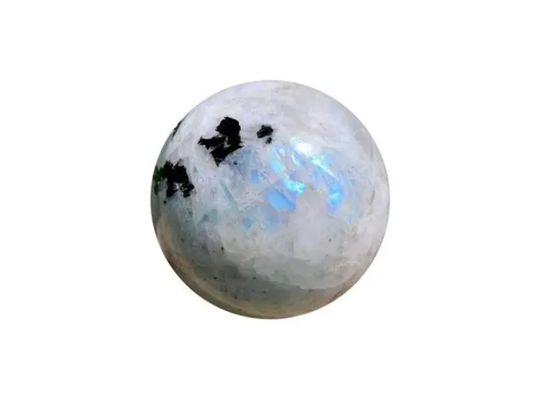 White_Crystal_Sphere_With_Blue_Flash_And_Black_Inclusions