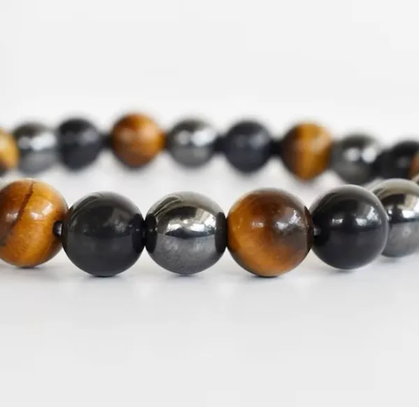 Black_And_Brown_Crystal_Triple_Protection_Beaded_Bracelet_For_Unisex