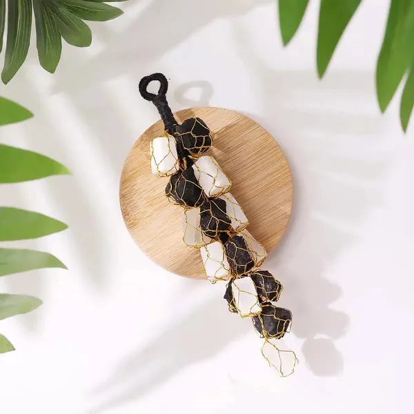 Black_And_White_Crystal_And_Metal_Wire_Wrapped_Hanging_For_Car_And_Home_Decor