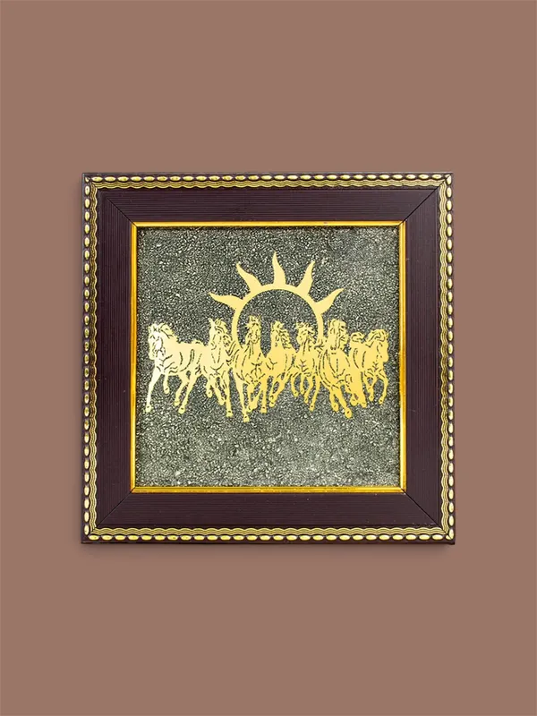 Multicolor_Crystal_And_Acrylic_Gold_Tone_Seven_Horse_Framed_Wall_Art_For_Home_Decor_And_Office_Use