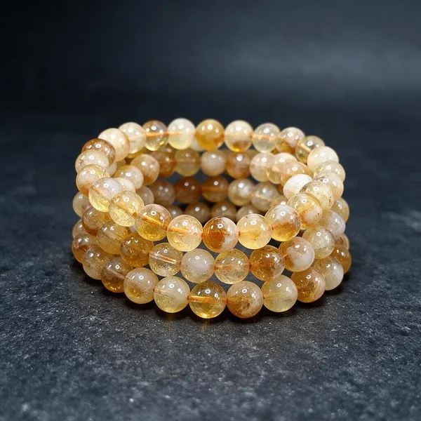 Golden_Gemstone_Citrine_Gemstone_Beaded_Bracelet_For_Unisex