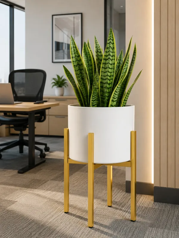 Modern_White_Planter_Pot_With_Gold_Stand