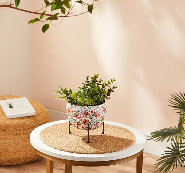 Metal_Floral_Print_Planter_Pot_With_Stand
