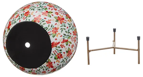 Metal_Floral_Print_Planter_Pot_With_Stand