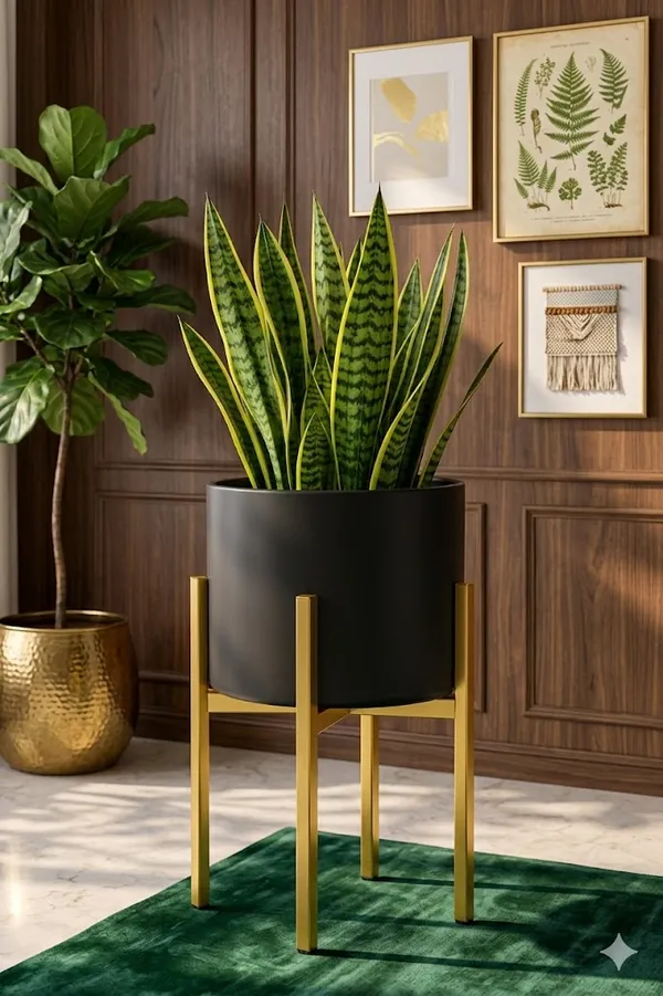 Metal_Modern_Planter_Stand_With_Black_Pot