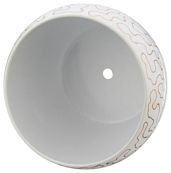 White_Abstract_Pattern_Plant_Pot_With_Stand
