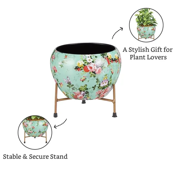 Decorative_Ceramic_Flower_Pot_With_Metal_Stand_6_Inch_Printed_Indoor_Planter_For_Home_Office_Modern_Tabletop_Plant_Holder_Succulent_Bonsai_Pot_Green