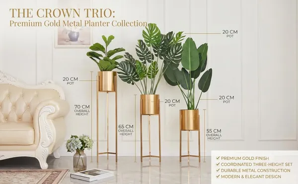 Alfhome_Set_Of_3_Metal_Plant_Stands_With_Pots_Gold_Finish_Indoor_Planter_Stand_Modern_Decorative_Flower_Pot_Holder_25_20_15_Height_Living_Room_Balcony_Office_Decor_Gold