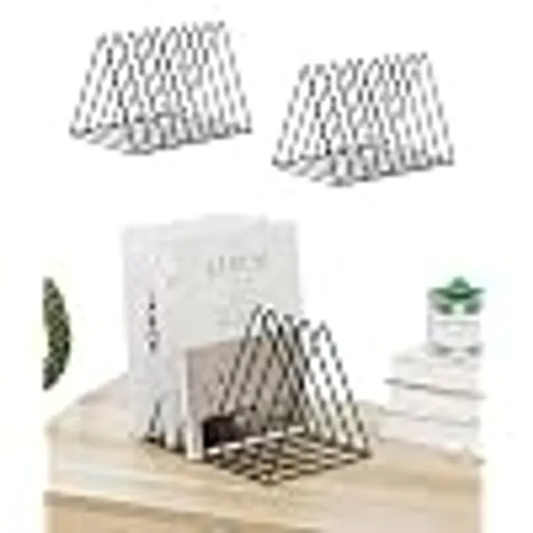 Alfhome_Premium_Metal_Magazine_Holder_File_Organizer_Geometric_Wire_Desktop_Sorter_Wall_Mounted_Rack_For_Office_Home_Desk_Books_And_Documents_Black_Triangle_Desktop_Sorter