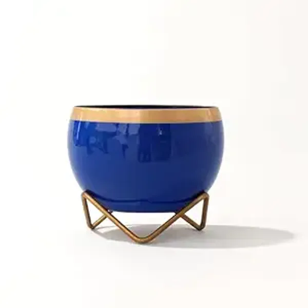 Premium_Indoor_Planter_Pot_With_Gold_Metal_Stand_5_5_Inch_Glossy_Finish_For_Succulents_And_Small_Houseplants_Office_Desk_And_Home_Decor_Royal_Blue_Pack_Of_1