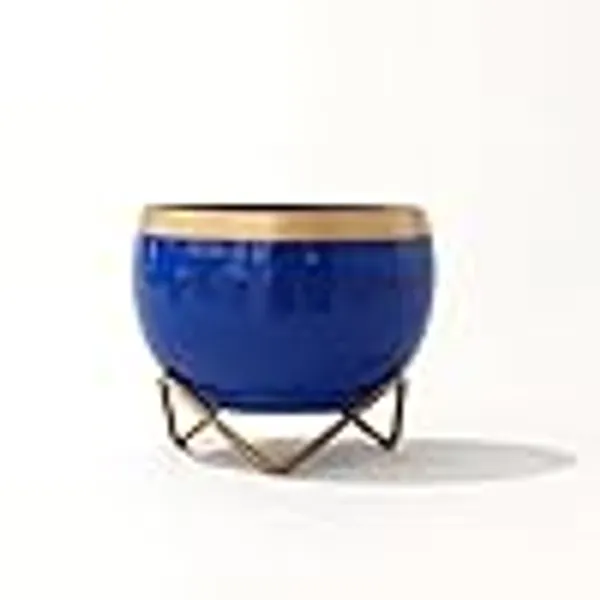 Premium_Indoor_Planter_Pot_With_Gold_Metal_Stand_5_5_Inch_Glossy_Finish_For_Succulents_And_Small_Houseplants_Office_Desk_And_Home_Decor_Royal_Blue_Pack_Of_1