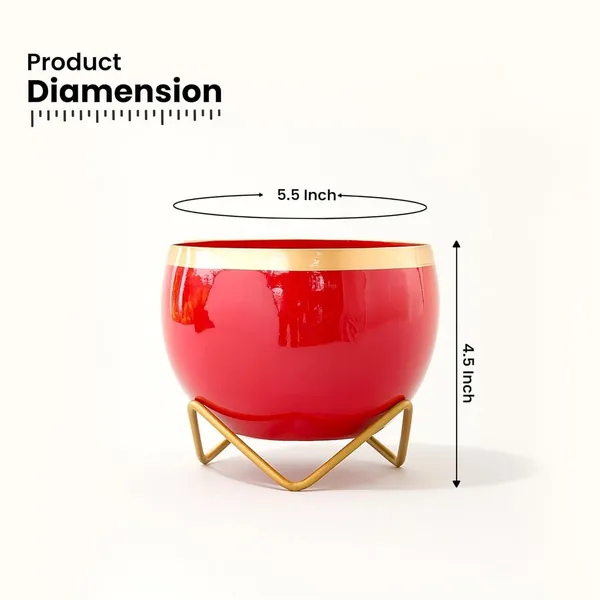 Premium_Indoor_Planter_Pot_With_Gold_Metal_Stand_5_5_Inch_Glossy_Finish_For_Succulents_And_Small_Houseplants_Office_Desk_And_Home_Decor_Ruby_Red_Pack_Of_1