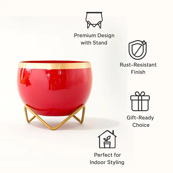 Premium_Indoor_Planter_Pot_With_Gold_Metal_Stand_5_5_Inch_Glossy_Finish_For_Succulents_And_Small_Houseplants_Office_Desk_And_Home_Decor_Ruby_Red_Pack_Of_1