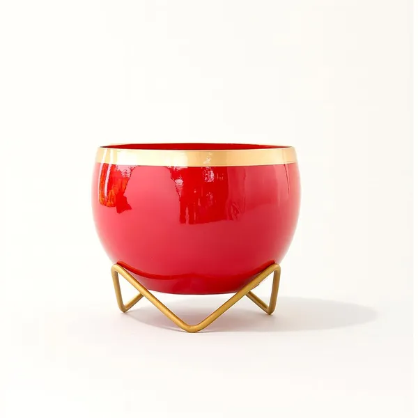 Premium_Indoor_Planter_Pot_With_Gold_Metal_Stand_5_5_Inch_Glossy_Finish_For_Succulents_And_Small_Houseplants_Office_Desk_And_Home_Decor_Ruby_Red_Pack_Of_1