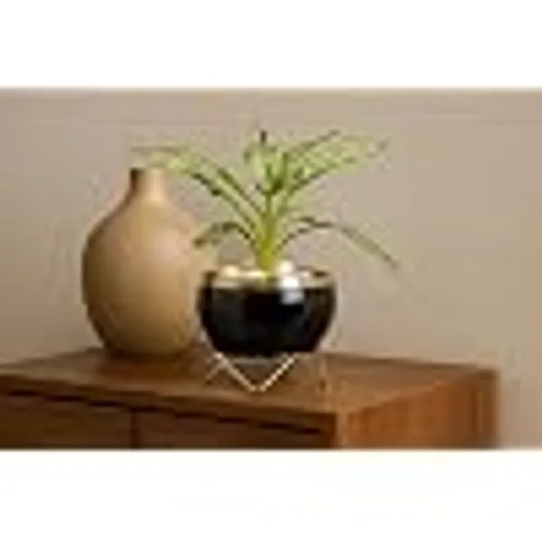 Premium_Indoor_Planter_Pot_With_Gold_Metal_Stand_5_5_Inch_Glossy_Finish_For_Succulents_And_Small_Houseplants_Office_Desk_And_Home_Decor_Jet_Black_Pack_Of_1