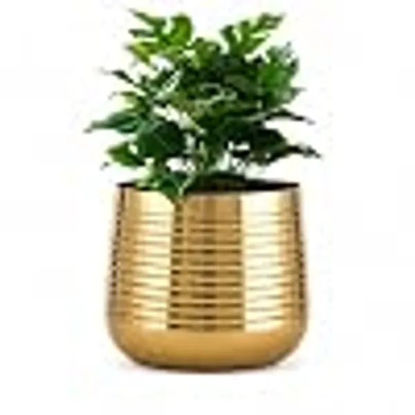 Alfhome_5_5_Gold_Metal_Planter_With_Hammered_Finish_Decorative_Iron_Flower_Pot_Indoor_Plant_Container_For_Home_Decor