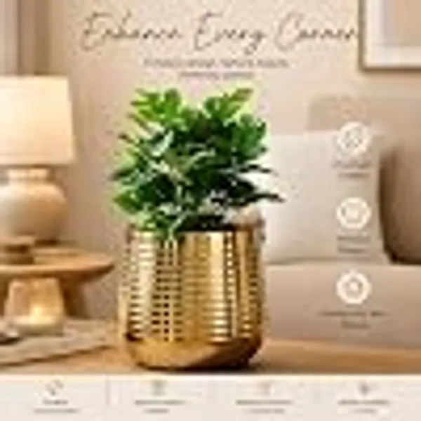 Alfhome_5_5_Gold_Metal_Planter_With_Hammered_Finish_Decorative_Iron_Flower_Pot_Indoor_Plant_Container_For_Home_Decor