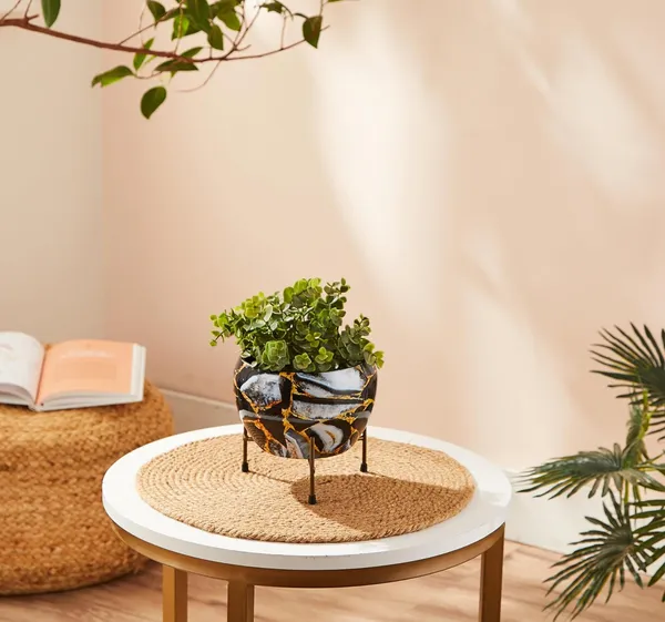 Marble_Style_Abstract_Pattern_Planter_Pot_With_Stand
