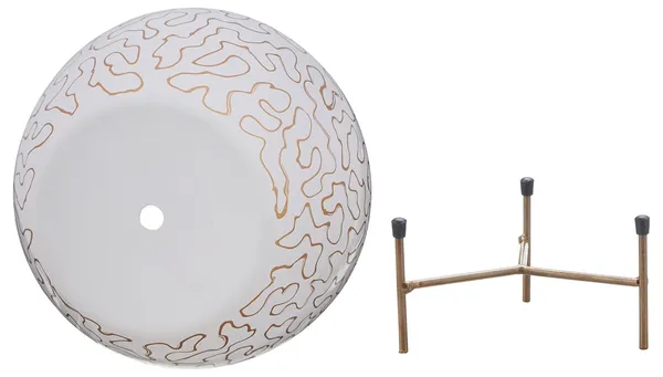 White_Abstract_Pattern_Plant_Pot_With_Stand