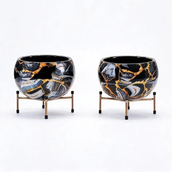 Iron_Modern_Marble_Pattern_Planter_Pot_With_Stand_-_Pack_of_2