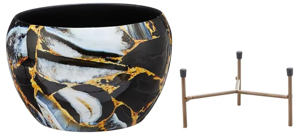 Marble_Style_Abstract_Pattern_Planter_Pot_With_Stand