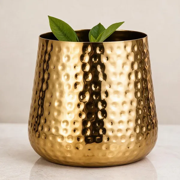 Iron_Contemporary_Hammered_Gold_Planter_Pot_-_Pack_of_2