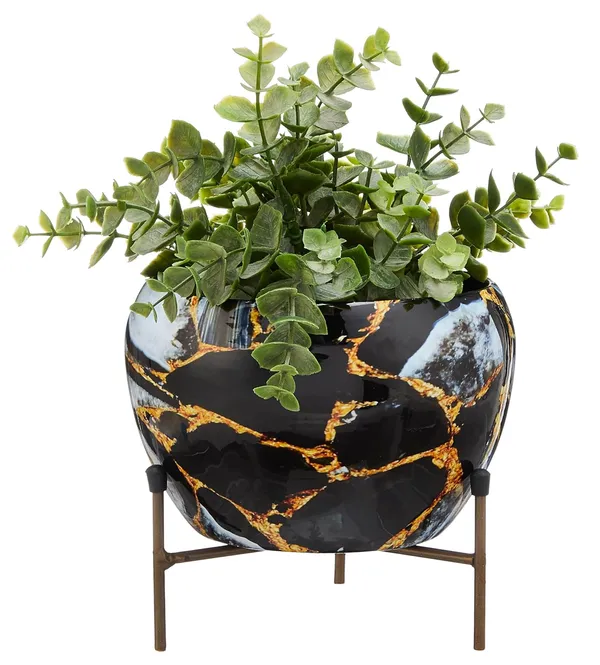 Marble_Style_Abstract_Pattern_Planter_Pot_With_Stand