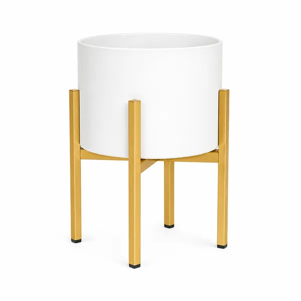 Modern_White_Planter_Pot_With_Gold_Stand