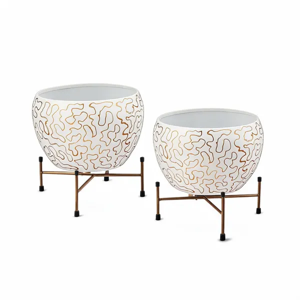 Iron_Modern_Abstract_White_Planter_Pot_With_Stand_-_Pack_of_2
