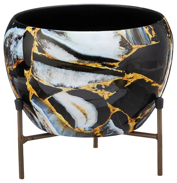 Marble_Style_Abstract_Pattern_Planter_Pot_With_Stand